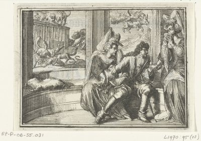 A röpirat címlapja: Az őrség dudora, a Haasejagton, 1702 A bump az őrségben, a Haasejagton (cím a tárgyon) Esopus Európában (sorozat címe) alkotó: Romeyn de Hooghe