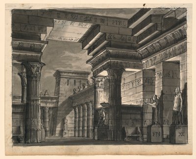 Színpadtervezés, egyiptomi épületek alkotó: Romolo Achille Liverani