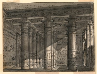 Színpad, egyiptomi terem oszlopokkal alkotó: Romolo Achille Liverani