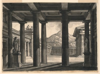 Színpadterv a "Pompeii utolsó napja" című opera számára a milánói La Scalában, 1827 alkotó: Romolo Achille Liverani