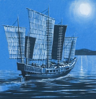 Kínai hajó (gouache, papír) alkotó: Ron Embleton