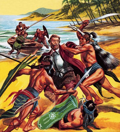 Ferdinand Magellán halála alkotó: Ron Embleton