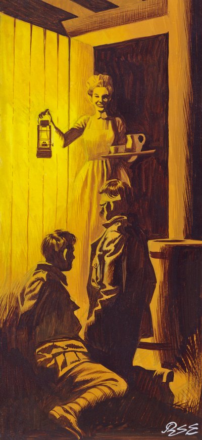 Edith Cavell szövetséges katonákat rejteget (gouache, papír) alkotó: Ron Embleton