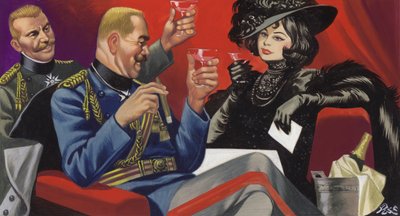 Mata Hari a német főparancsnokság barátaival (gouache, papír) alkotó: Ron Embleton