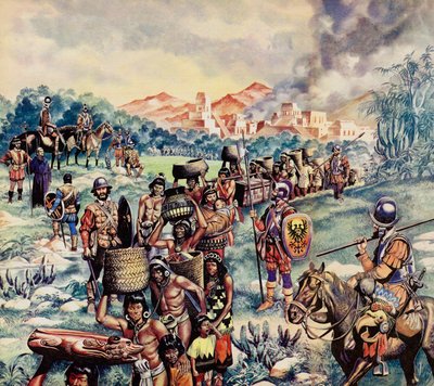 Mexikó spanyol meghódítása (színes litográfia) alkotó: Ron Embleton