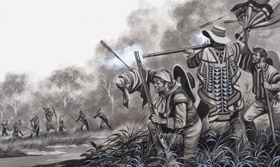 A chavante indiánok támadása alatt alkotó: Ron Embleton