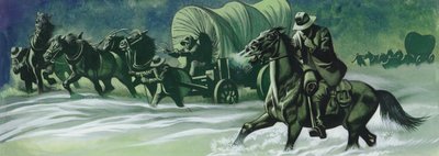 Téli szekérvonat (gouache, papír) alkotó: Ron Embleton