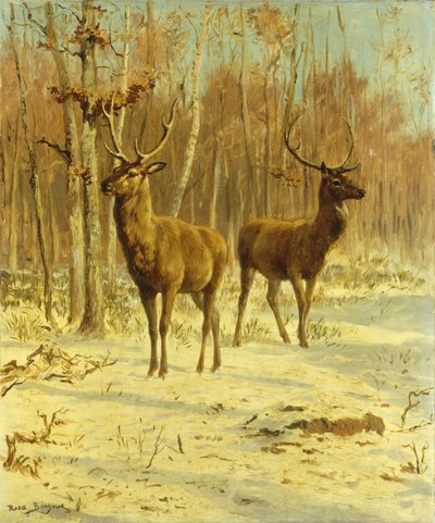 Két szarvas egy tisztáson télen alkotó: Rosa Bonheur