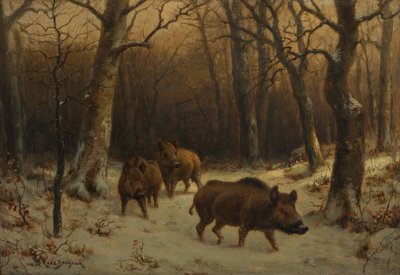 Vaddisznók a hóban, 1872-77 körül (olaj, fatábla) alkotó: Rosa Bonheur