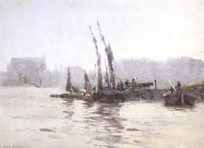 Az uszályok kirakodása (akvarell) alkotó: Rose Maynard Barton