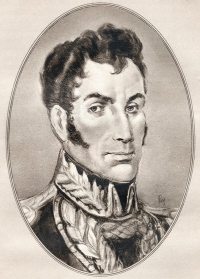 Simon Jose Antonio de la Santusima Trinidad Bolivar Palacios Ponte y Blanco, a Híres férfiak élő életrajzaiból. alkotó: Ross Gordon