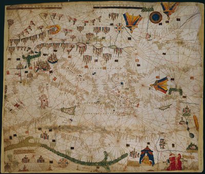 A Földközi-tenger és a Fekete-tenger tengeri térképe, 1440-es évek alkotó: Rossell