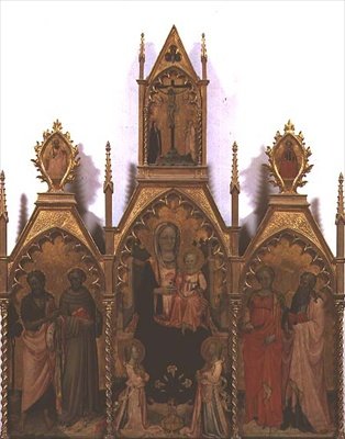 Madonna és gyermeke a szentekkel trónol (tempera a panelen) alkotó: Rossello di Jacopo Franchi
