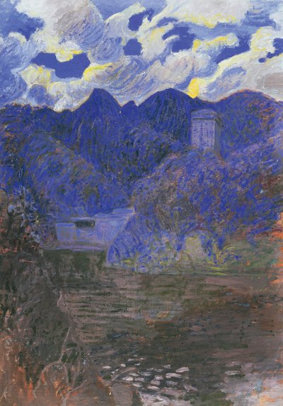 Tavasz hajnala San Fruttuosóban, Rubaldo Merello (1872-1922), olaj, vászon, 98x69 cm. Olaszország, XX. század. alkotó: Rubaldo Merello