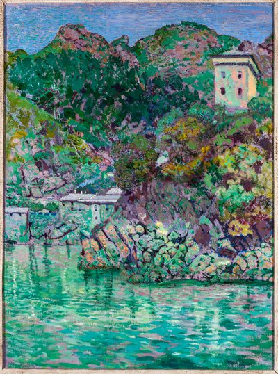 Kilátás San Fruttuosóra, Camogli közelében (olaj, vászon alkotó: Rubaldo Merello