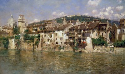 Adige Veronában, Rubens Santoro (1859-1942), olaj, vászon alkotó: Rubens Santoro