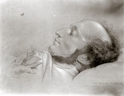 Felix Mendelssohn (1809-47) a halálos ágyán, 1847 körül alkotó: Rudolf Julius Benno Huebner