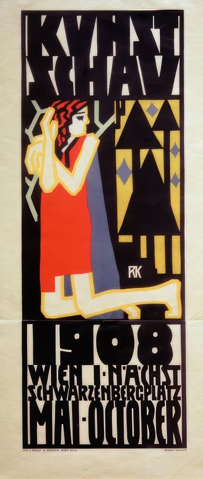 R. Kalvach, az 1908-as bécsi művészeti kiállítás plakátja alkotó: Rudolf Kalvach