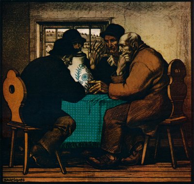 "The Drinkers", 1927 alkotó: Rudolf Schiestl