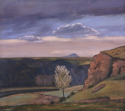 Kilátás Žalovról az Říp-hegyre alkotó: Rudolf Vejrych
