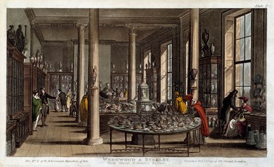 Egy londoni Wedgwood porcelánbolt belső képe, R. Ackermann litográfiája alkotó: Rudolph Ackermann