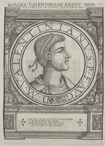 II. Valentinianus római császár (nyomtatás) alkotó: Rudolph Wyssenbach