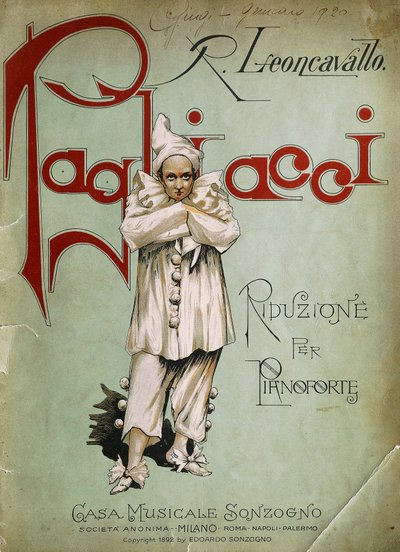Pagliacci zongoraredukciójának címlapja alkotó: Ruggero Leoncavallo