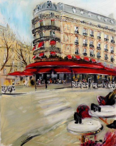 Párizsi söröző Cafe Triadou Haussmann, 2021 (olaj, vászon) alkotó: Ruslana Levandovska