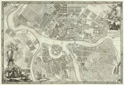Szentpétervár térképe Könyv Szentpétervár alapításának 50. évfordulójára, 1753 alkotó: Russian Master