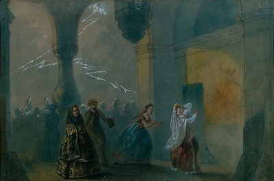 Színpadterv A. Osztrovszkij A vihar című darabjához, 19. század közepe. alkotó: Russian Master