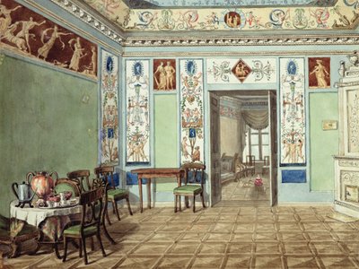 Neoklasszikus etruszk reggelizőterem, 1820 (wc papíron) alkotó: Russian School