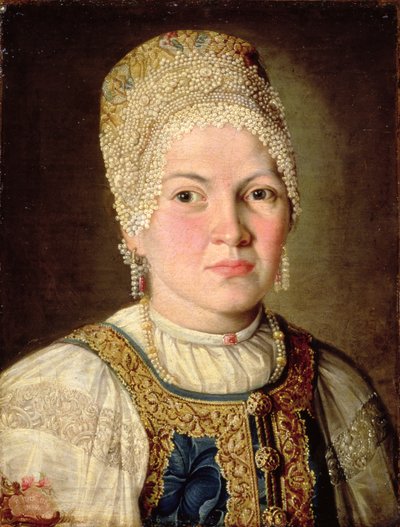 Orosz kosztümös nő portréja, 1769 alkotó: Russian School