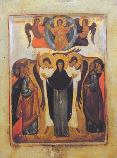 A felemelkedés (tempera és aranylevél a panelen) alkotó: Russian School
