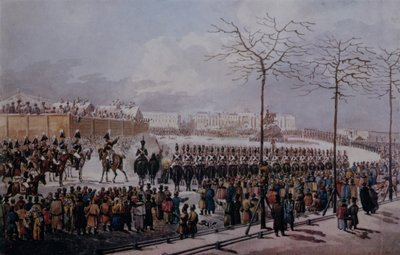 A dekabristák felkelése a Szenátus téren, Szentpéterváron, 1825. december 14-én (wc papíron) alkotó: Russian School