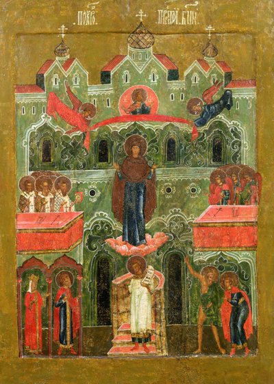 A Pokrov (Istenanya közbenjárása) (tempera a panelen) alkotó: Russian School