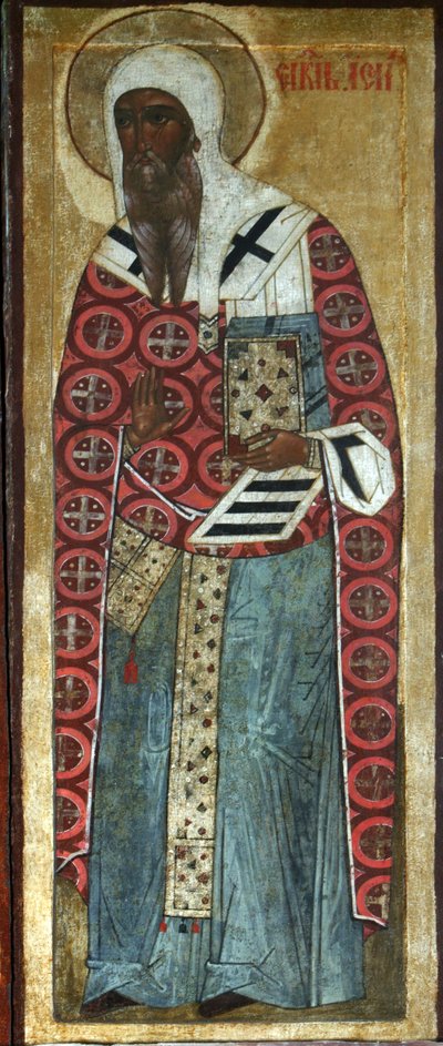 Rosztovi Szent Ézsaiás, 16. század. alkotó: Russian icon.