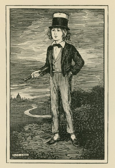Charles Dickens képzeletbeli portréja fiatal fiúként (metszet) alkotó: Ruth Cobb