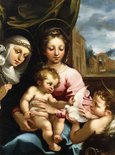 A Madonna és a gyermek Keresztelő Szent János csecsemővel és Sienai Szent Katalinnal, 1597-1612 alkotó: Rutilio Manetti