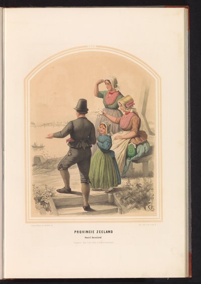 Noord-Beveland hagyományos viselete Zeelandban, 1857 Zeeland tartomány. Noord Beveland / XVII (cím a tárgyon) alkotó: Ruurt de Vries