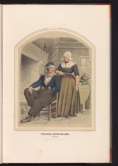 Volendam hagyományos viselete Észak-Hollandiában, 1857 Észak-Hollandia tartomány. Vollendam / XXXV (cím az objektumon) alkotó: Ruurt de Vries