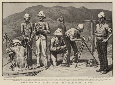 A Tochi Field Force-val, a heliográf munka közben alkotó: S.T. Dadd