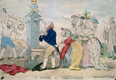 Jelenet Cheltenhamben. Szatirikus rajzfilm, kocsma. 1788 alkotó: S.W. Fores
