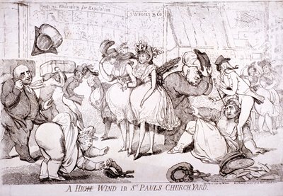 „Erős szél a Szent Pál templomkertben”, London, 1793 alkotó: SW Fores