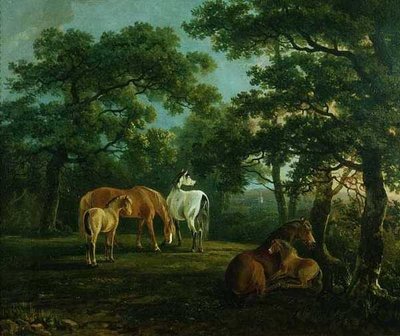 Lovak a tájban (olaj, vászon) alkotó: S. and Barrett G. Gilpin