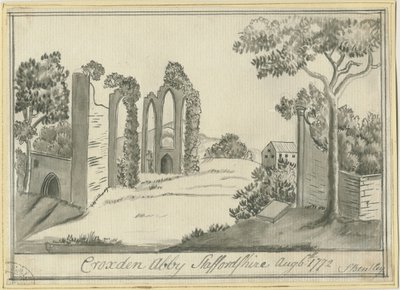 Croxden Abbey: szépia rajz, 1772. augusztus 6. (rajz) alkotó: S Bentley