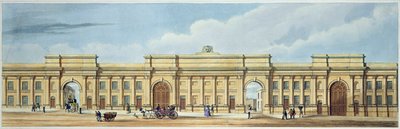 A liverpooli és manchesteri vasútvonal új nagy bejárata, Lime Street, Liverpool, a "Liverpool and Manchester Railway" című műből, metszet: John Harris, kiadó: Ackermann és Co., 1836. alkotó: S. Kelper