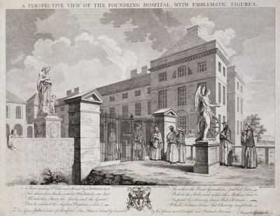 A Foundling Hospital perspektivikus nézete emblematikus figurákkal, 1749 alkotó: S. Vale
