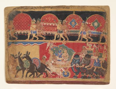 Krishna és a Kshatriya Maidens továbbmennek Dwarkába..., Ka. 1520-30. alkotó: Sa Nana
