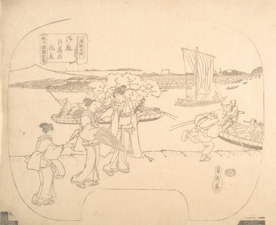 Proof Line-Block Print for Fan, 19. század. alkotó: Sadahide Utagawa