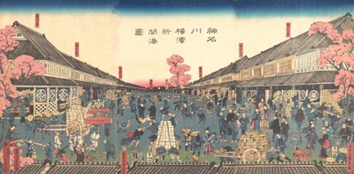 „The Newly Opened Port of Yokohama in Kanagawa Prefecture”, 2. hónap, 1860. alkotó: Sadahide Utagawa